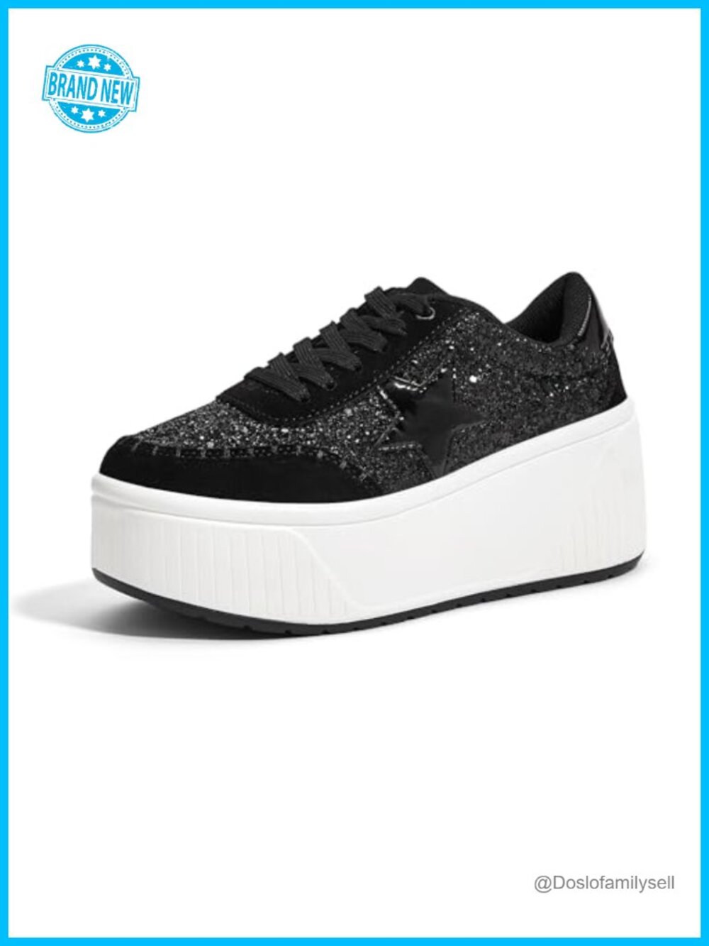 Platform Chunky Sneakers Glitter Star Wedge Comfort Walking Shoes